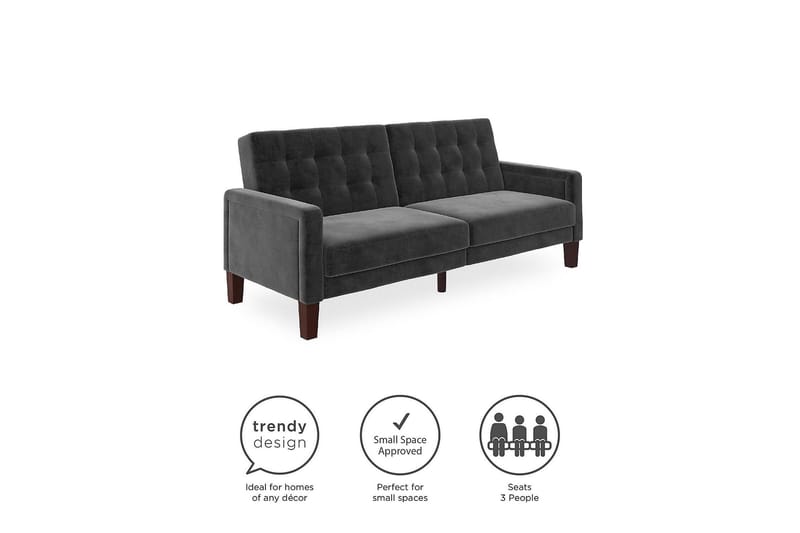 Porter 2-seters Sovesofa Fløyel/Grå - Dorel Home - Møbler - Sofaer - Sovesofaer - 2 seters sovesofa