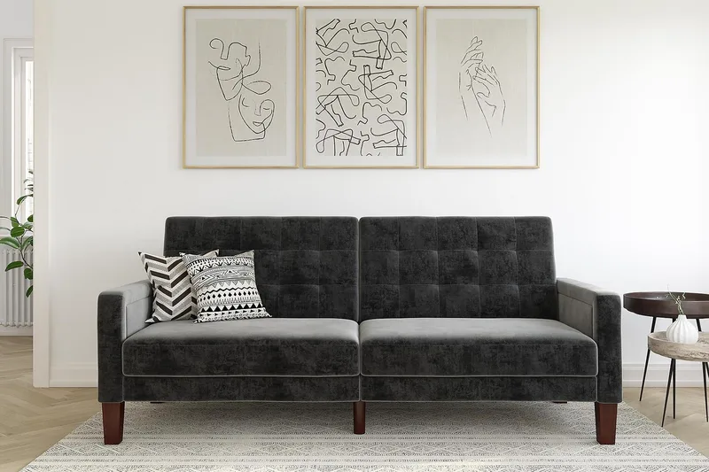 Porter 2-seters Sovesofa Fløyel/Grå - Dorel Home - Møbler - Sofaer - Sovesofaer - Langsgående sovesofa