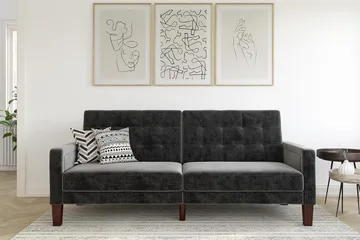 Porter 2-seters Sovesofa Fløyel/Grå - Dorel Home - Møbler - Sofaer - Sovesofaer - 2 seters sovesofa