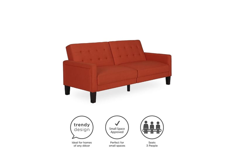 Porter 2-seters Sovesofa Oransje - Dorel Home - Møbler - Sofaer - Sovesofaer - Langsgående sovesofa