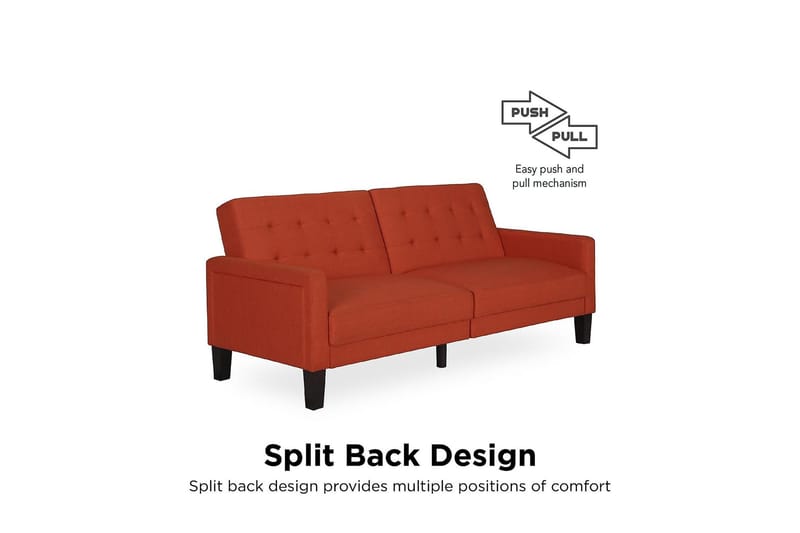 Porter 2-seters Sovesofa Oransje - Dorel Home - Møbler - Sofaer - Sovesofaer - Langsgående sovesofa