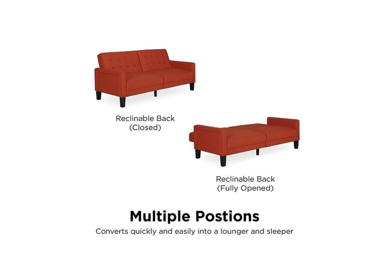 Porter 2-seters Sovesofa Oransje - Dorel Home - Møbler - Sofaer - Sovesofaer - Langsgående sovesofa