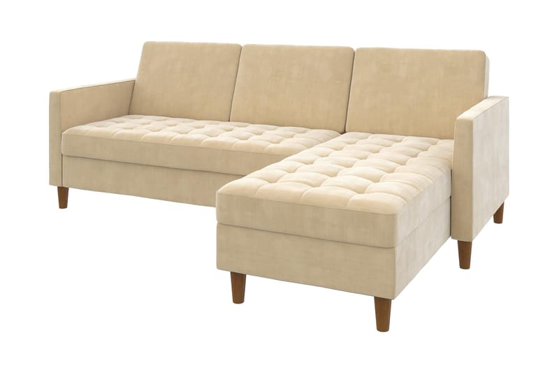 Presley 3-sits Divansovesofa Justerbar Kremhvit/Tre - Dorel Home - Møbler - Sofaer - Sovesofaer - Sovesofa divan