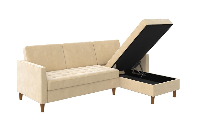 Presley 3-sits Divansovesofa Justerbar Kremhvit/Tre - Dorel Home - Møbler - Sofaer - Sovesofaer - Sovesofa divan