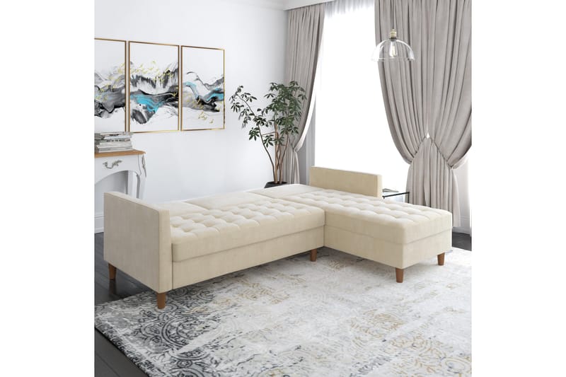 Presley 3-sits Divansovesofa Justerbar Kremhvit/Tre - Dorel Home - Møbler - Sofaer - Sovesofaer - Sovesofa divan