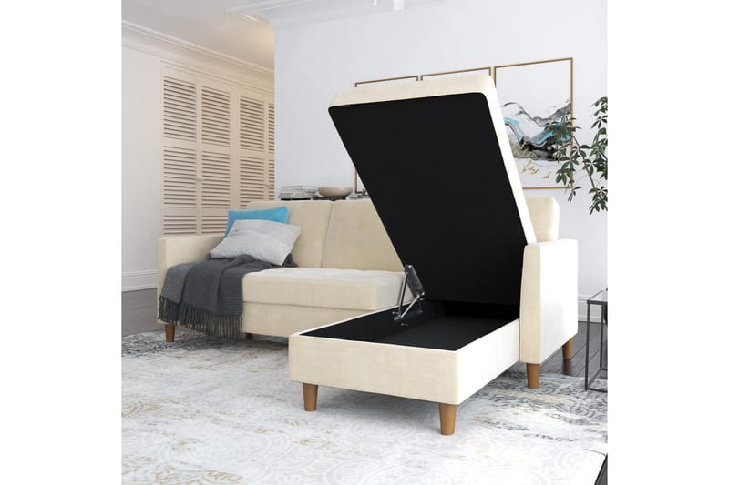 Presley 3-sits Divansovesofa Justerbar Kremhvit/Tre - Dorel Home - Møbler - Sofaer - Sovesofaer - Sovesofa divan