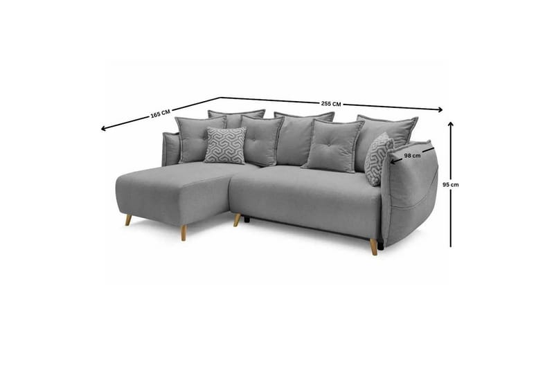 Puffin Sovesofa med divan 3-seter - Grå - Møbler - Sofaer - Sovesofaer