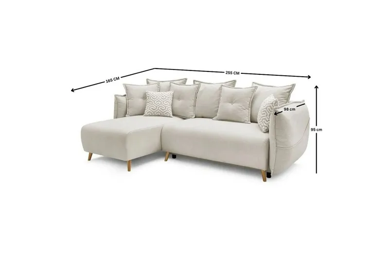 Puffin Sovesofa med divan 3-seter - Kremhvit - Møbler - Sofaer - Sovesofaer