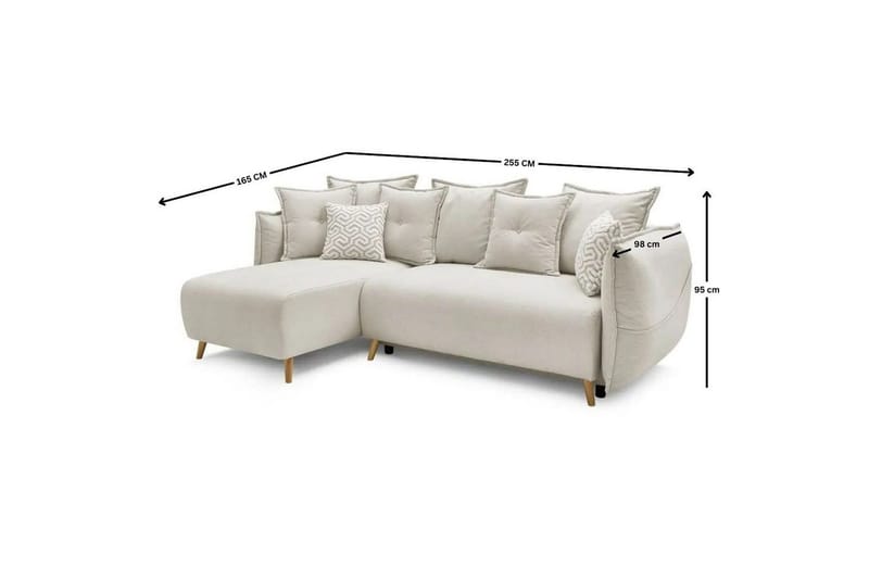 Puffin Sovesofa med divan 3-seter - Kremhvit - Møbler - Sofaer - Sovesofaer