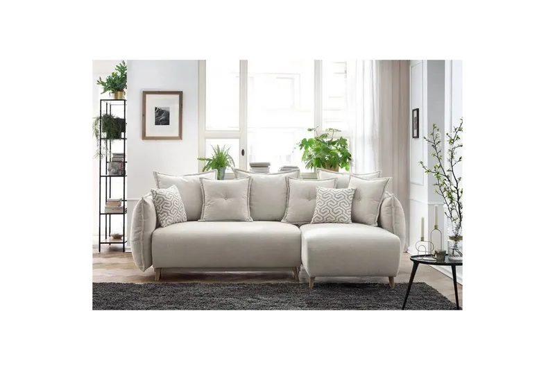 Puffin Sovesofa med divan 3-seter - Kremhvit - Møbler - Sofaer - Sovesofaer