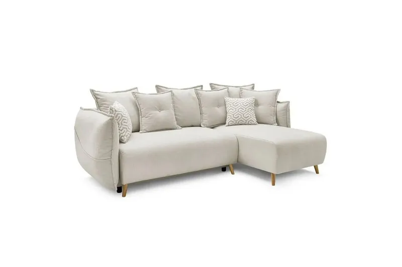 Puffin Sovesofa med divan 3-seter - Kremhvit - Møbler - Sofaer - Sovesofaer