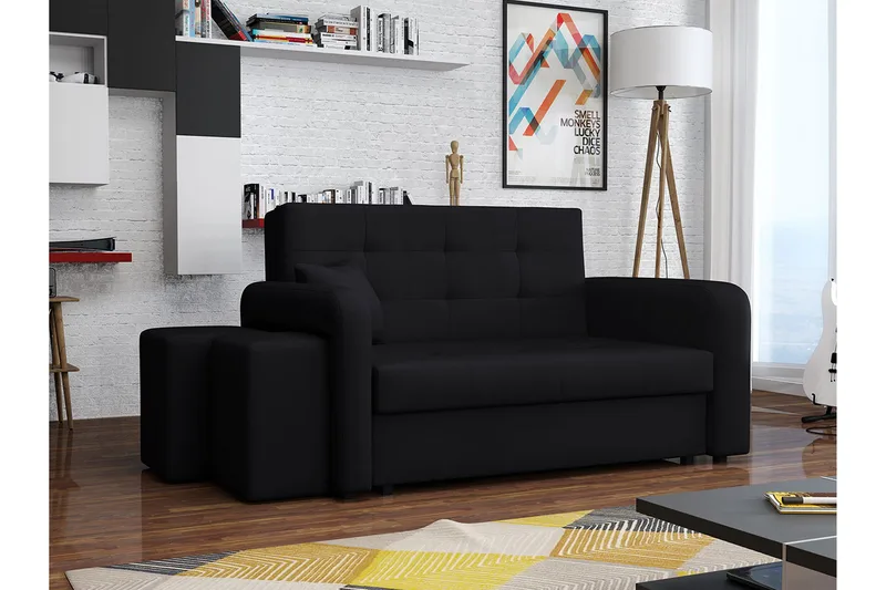 Ramdalen 2-seters Sovesofa Venstre - Fløyel/Svart - Møbler - Sofaer - Sovesofaer