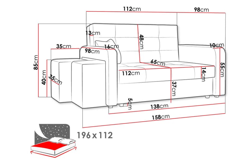 Ramdalen 2-seters Sovesofa Venstre - Fløyel/Svart - Møbler - Sofaer - Sovesofaer