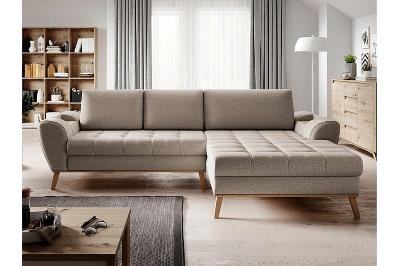 Rathkeale 3-seters Hjørnesovesofa - Beige - Møbler - Sofaer - Sovesofaer