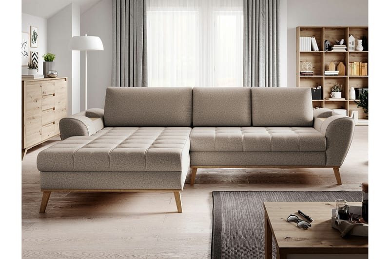 Rathkeale 3-seters Hjørnesovesofa - Beige - Møbler - Sofaer - Sovesofaer