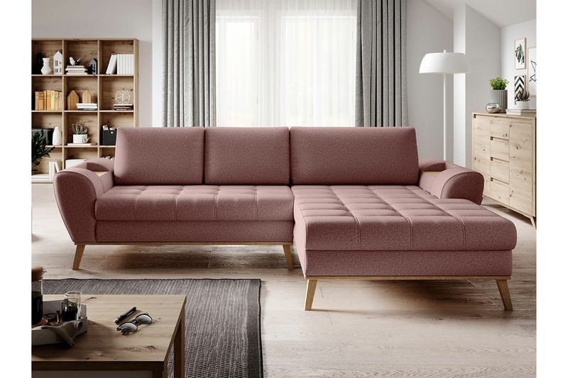Rathkeale 3-seters Hjørnesovesofa - Rosa - Møbler - Sofaer - Sovesofaer