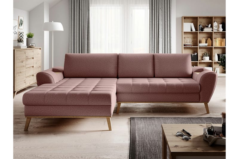 Rathkeale 3-seters Hjørnesovesofa - Rosa - Møbler - Sofaer - Sovesofaer