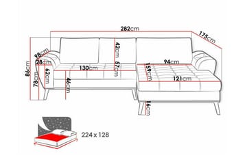 Rathkeale 3-seters Hjørnesovesofa - Svart - Møbler - Sofaer - Sovesofaer