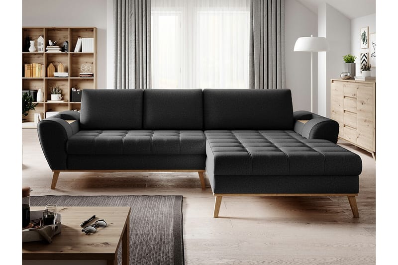 Rathkeale 3-seters Hjørnesovesofa - Svart - Møbler - Sofaer - Sovesofaer