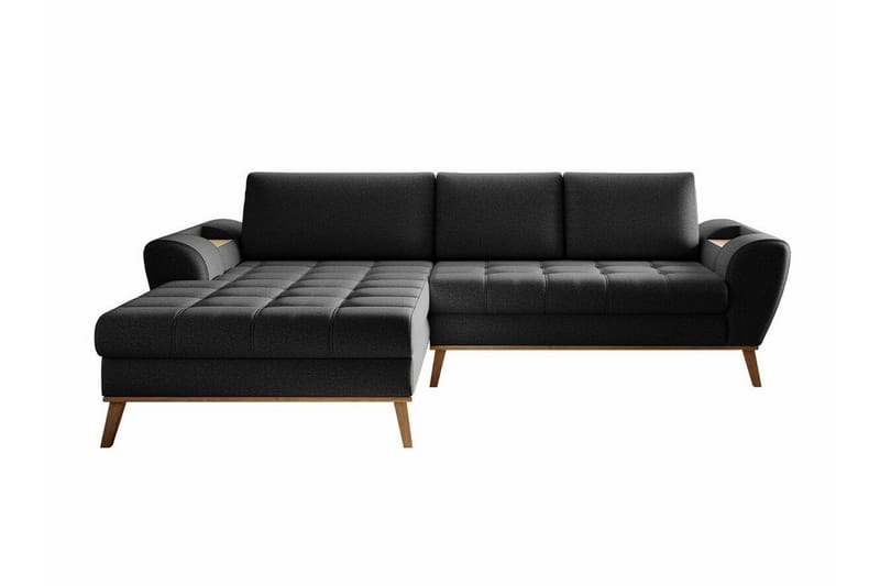 Rathkeale 3-seters Hjørnesovesofa - svart/tre - Møbler - Sofaer - Sovesofaer