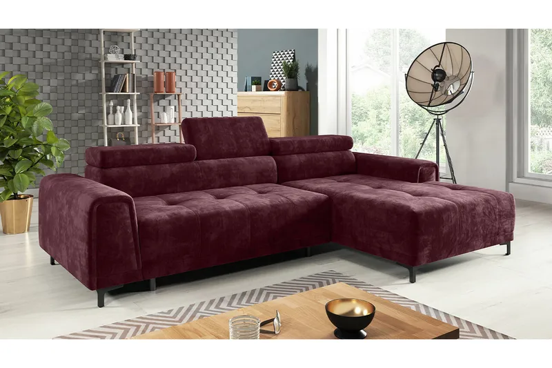 Rathkeale 3-sits Hörnbäddsoffa Dark purple - Møbler - Sofaer - Sovesofaer