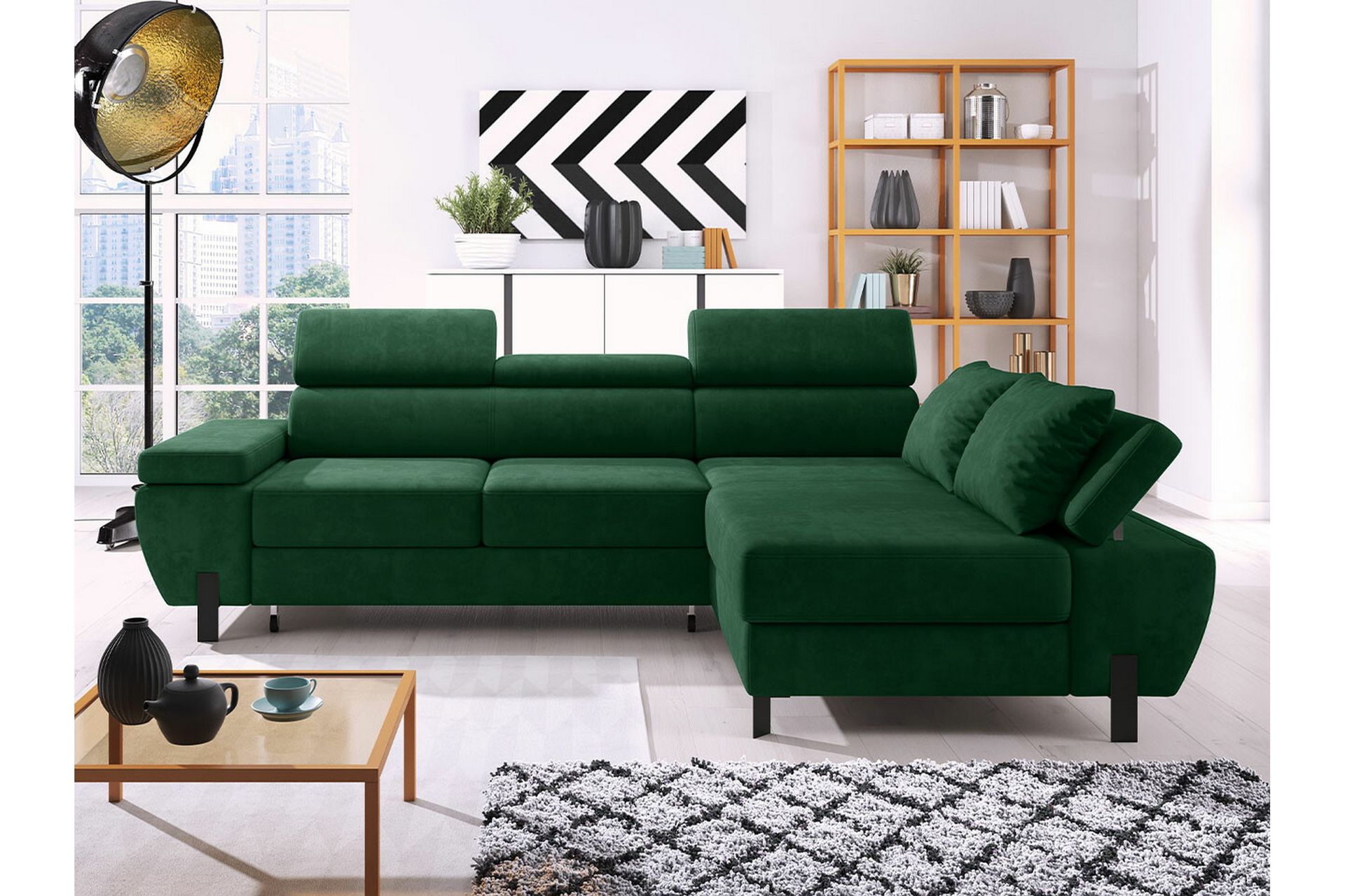 Rathkeale 4-seters Hjørnesovesofa - Grøn - Møbler - Sofaer - Sovesofaer