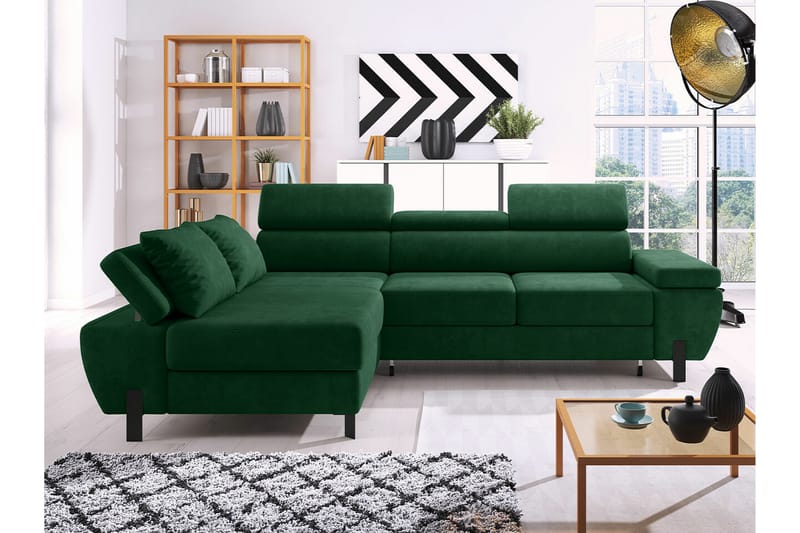 Rathkeale 4-seters Hjørnesovesofa - Grøn - Møbler - Sofaer - Sovesofaer