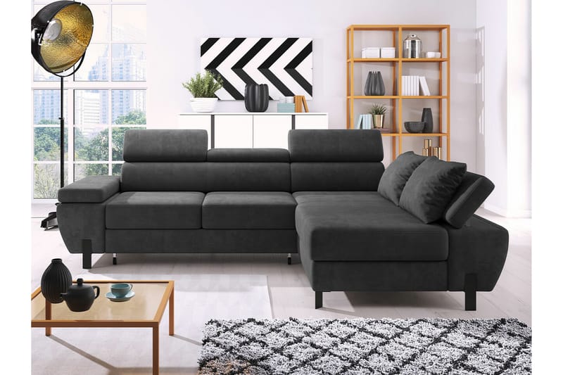 Rathkeale 4-seters Hjørnesovesofa - Mørkegrå - Møbler - Sofaer - Sovesofaer