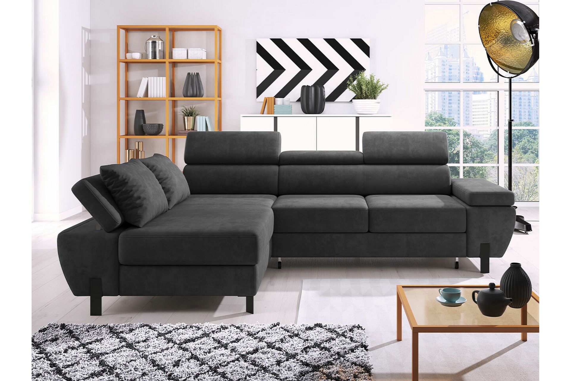 Rathkeale 4-seters Hjørnesovesofa - Mørkegrå - Møbler - Sofaer - Sovesofaer