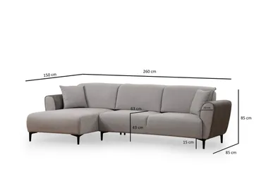 Rebelo 3-seters Venstrevendt L-formet Sovesofa 85x220 cm i Bouclé - Grå - Møbler - Sofaer - Sovesofaer