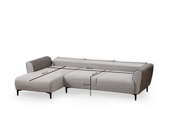 Rebelo 3-seters Venstrevendt L-formet Sovesofa 85x220 cm i Bouclé - Grå - Møbler - Sofaer - Sovesofaer