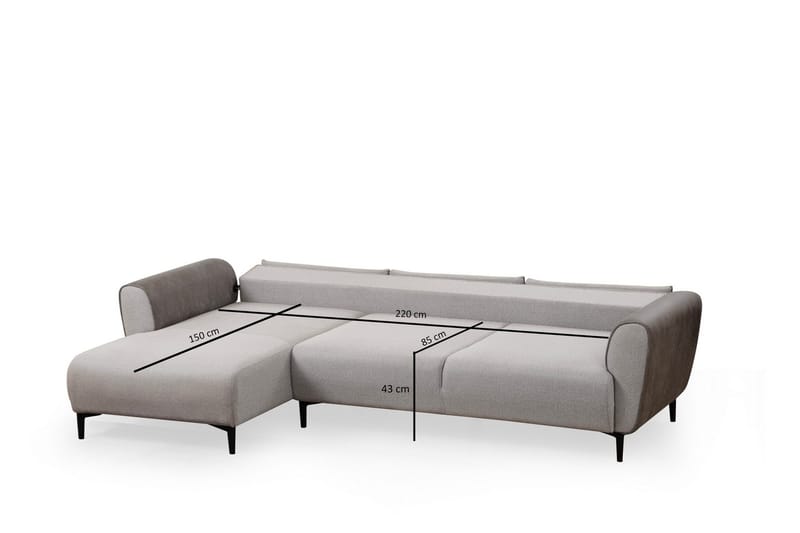 Rebelo 3-seters Venstrevendt L-formet Sovesofa 85x220 cm i Bouclé - Grå - Møbler - Sofaer - Sovesofaer