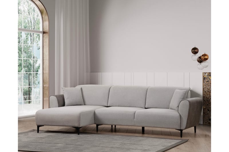 Rebelo 3-seters Venstrevendt L-formet Sovesofa 85x220 cm i Bouclé - Grå - Møbler - Sofaer - Sovesofaer