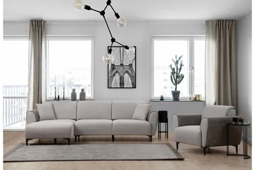 Rebelo 3-seters Venstrevendt L-formet Sovesofa 85x220 cm i Bouclé - Grå - Møbler - Sofaer - Sovesofaer