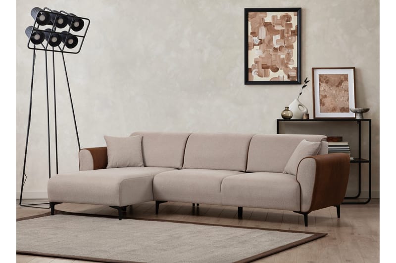 Rebelo Sovesofa med divan - Beige - Sovesofaer - Hjørnesovesofa