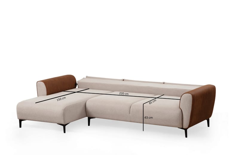 Rebelo Sovesofa med divan - Beige - Sovesofaer - Hjørnesovesofa