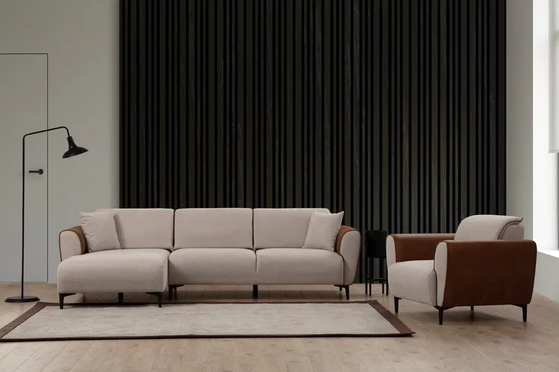 Rebelo Sovesofa med divan - Beige - Møbler - Sofaer - Sovesofaer