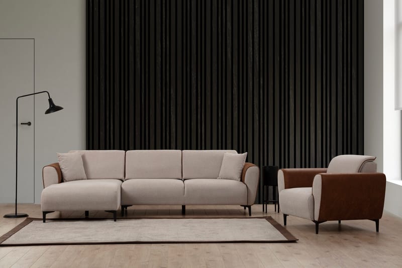 Rebelo Sovesofa med divan - Beige - Møbler - Sofaer - Sovesofaer