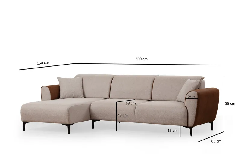 Rebelo Sovesofa med divan - Beige - Møbler - Sofaer - Sovesofaer