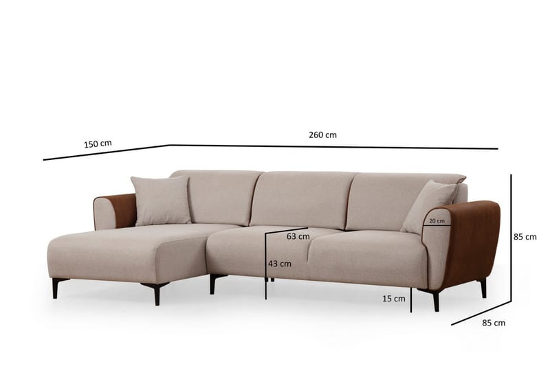 Rebelo Sovesofa med divan - Beige - Møbler - Sofaer - Sovesofaer