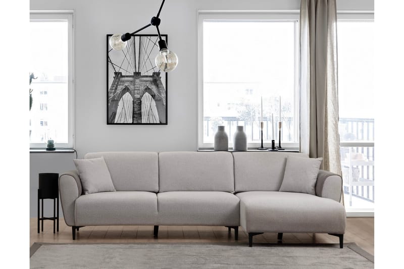 Rebelo Sovesofa med divan - Grå - Møbler - Sofaer - Sovesofaer