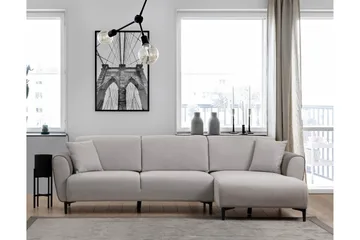 Rebelo Sovesofa med divan - Grå - Møbler - Sofaer - Sovesofaer