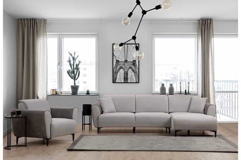 Rebelo Sovesofa med divan - Grå - Møbler - Sofaer - Sovesofaer