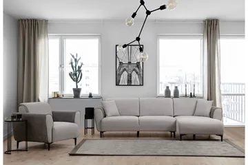 Rebelo Sovesofa med divan - Grå - Møbler - Sofaer - Sovesofaer