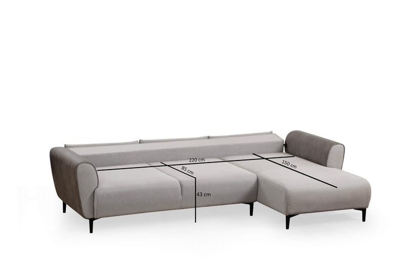 Rebelo Sovesofa med divan - Grå - Møbler - Sofaer - Sovesofaer