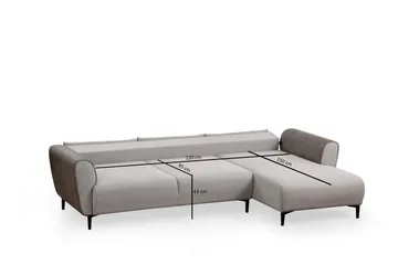 Rebelo Sovesofa med divan - Grå - Møbler - Sofaer - Sovesofaer