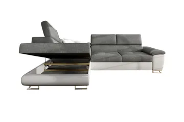 Reginia 3-seter Hjørnesovesofa 125x195 cm med Oppbevaring i Kordfløyel - Lys Beige - Møbler - Sofaer - Sovesofaer