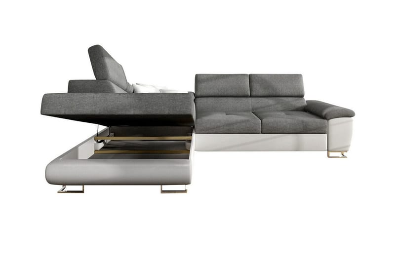Reginia 3-seter Hjørnesovesofa 125x195 cm med Oppbevaring i Kordfløyel - Lys Beige - Møbler - Sofaer - Sovesofaer