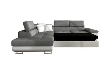 Reginia 3-seters Høyre Hjørnesovesofa 125x195 cm med Oppbevaring i Bouclé - Hvit - Møbler - Sofaer - Sovesofaer