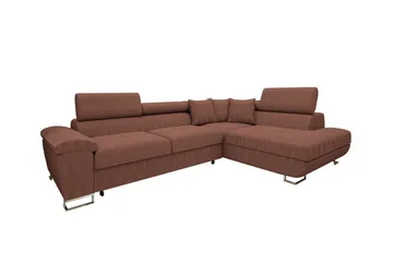 Reginia 3-seters Høyrevendt Hjørnesovesofa med Oppbevaring i Stoff - Terrakotta - Møbler - Sofaer - Sovesofaer